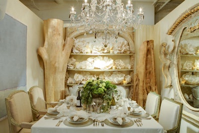 A white color palette and seashells dominated the look at Bliss Design's table.