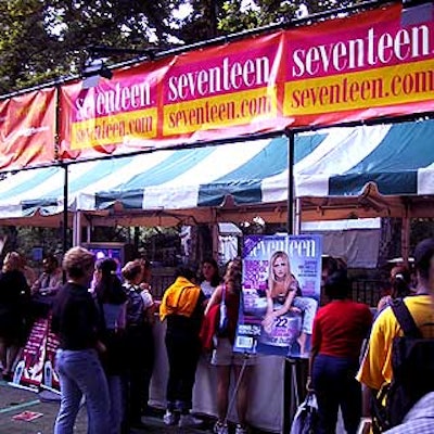 Seventeen magazine set up a booth to give out free issues, and a tent with makeup artists giving free makeovers.