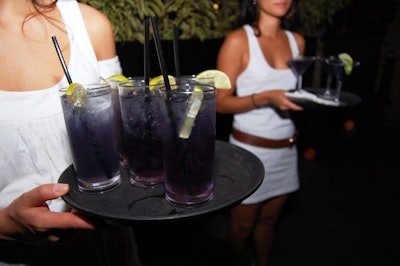 All of the night's signature cocktails had a blue hue, including 'The Betty,' a cosmopolitan with blue curacao.