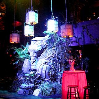 What looked like a giant ape shrine surrounded by hanging lanterns stood in front of the dance floor, across from the DJ booth.