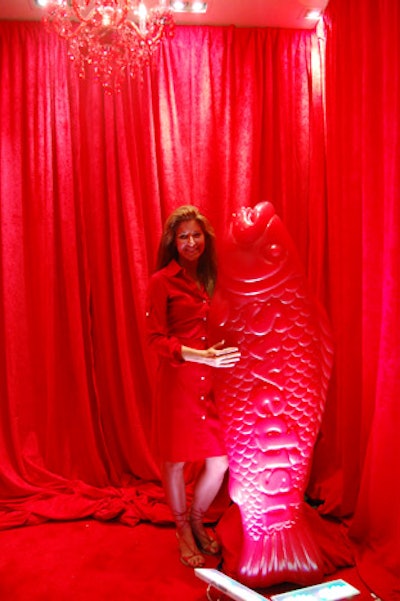 Dylan Lauren, the owner of Dylan's Candy Bar, posed in the photo booth with a five-foot-tall plastic Swedish Fish.