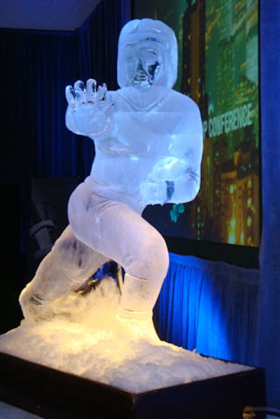 An ice sculpture of the Heisman trophy was at the luncheon featuring Bob Costas and Terry Bradshaw.
