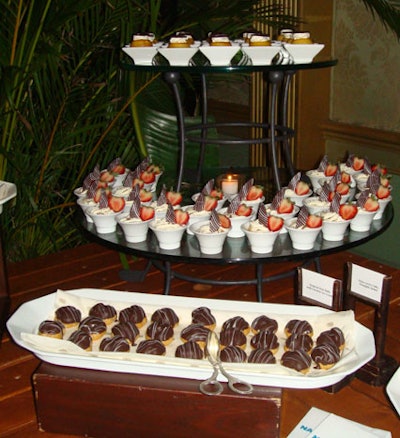 The hotel served a variety of bite-sized desserts at the after-party.