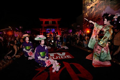 Women dressed as geishas entertained guests.
