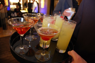 In addition to British and American-themed hors d'oeuvres, caterer Abigail Kirsch served Tom Collins and Manhattan cocktails.