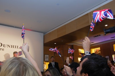 Guests voted for the opponents using miniature flags—the Union Jack supported Morgan, the stars and stripes endorsed Deutsch.