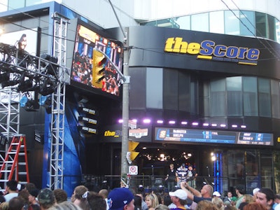 Sports network the Score unveiled its new HD studio with a street party at King and Peter streets.