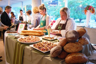 Food Network personality (and Eat to the Beat spokesperson) Anna Olson's station featured slow-roasted beef on bread with brie and pear chutney.