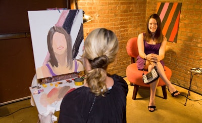 Some guests paid for a 15-minute sitting with Ann Craven, who created a series of portraits from the evening.