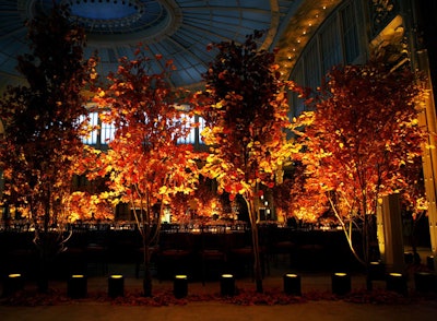 The trees provided a natural curtain to separate the cocktail area from the center of the forum, where the dinner and awards took place later in the evening.