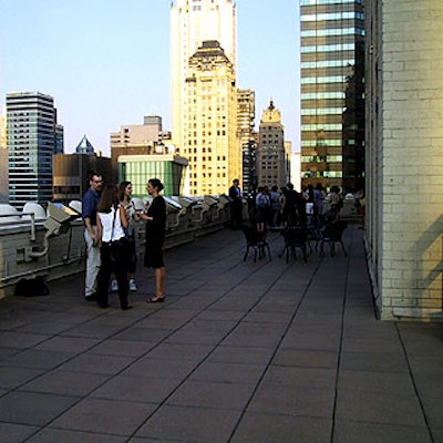 The majority of the attendees mingled on the lounge's outside deck.