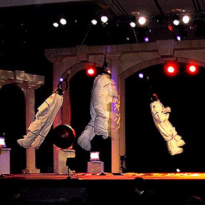 The entertainment high point was the Passing Zone's finale, when the guys juggled three MPI member volunteers, who were suspended on wires in what looked like space suits.