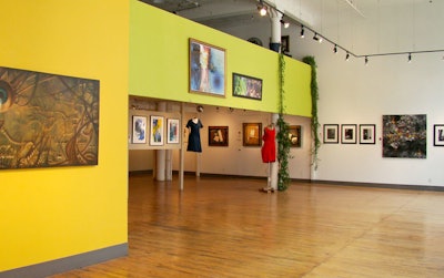 East Pilsen's 4Art Inc. offers floor-to-ceiling windows, 17-foot ceilings, and a mezzanine overlooking the main floor.