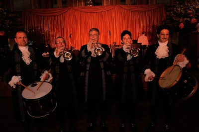 At the Opera Ball, trumpeters and drummers helped announce the opera's stars during the event's traditional grand march.