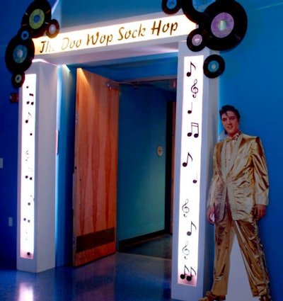 The museums first level auditorium was transformed into a sock hop prom.