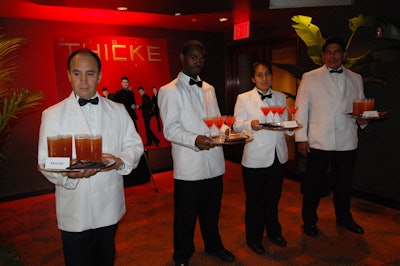 Waiters passed around signature cocktails like 'Sweetest Love,' a concoction of Hennessy and pineapple juice.