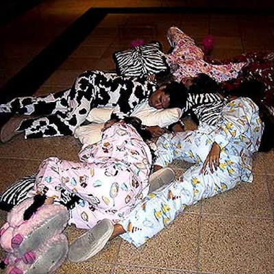 Later, the models were lying down in pajamas--evidently a performance art-style way to say 'good-bye and goodnight.'