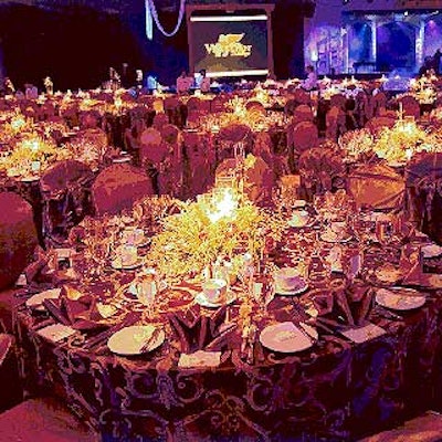 Las Vegas' Venetian Hotel-Resort-Casino used lush, rich red and gold brocade linens matched by gold chair covers.