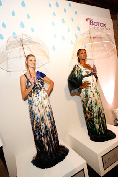 Models at the after-party posed in Kara Saun fashions and clutched umbrellas adorned with the Botox logo.