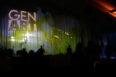 In the Millennium Park tent, a translucent, gobo-adorned curtain separated the cocktail area from the runway.