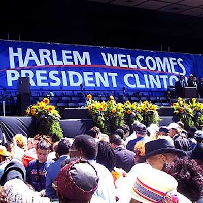 BML erected a massive stage directly under the Adam Clayton Powell Jr. State Office Building on 125th Street, and Daily Blossom provided floral arrangements.