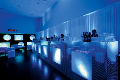 Diamond-plated metal bar, starts at $400, available in the U.S. from Event Creative in Chicago