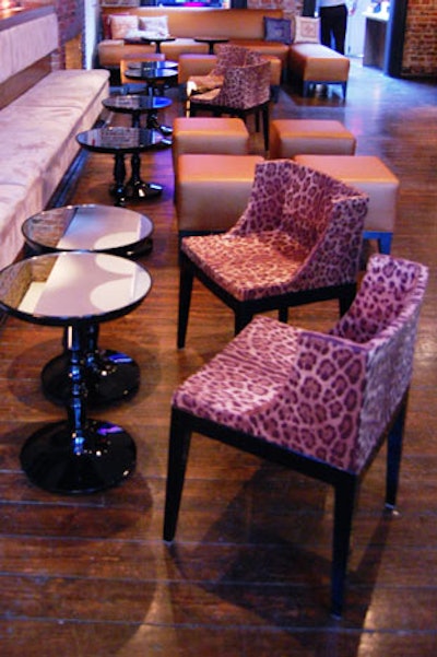 Event organizers removed Kultura's dining room fixtures and brought in furnishings from Contemporary Furniture Rentals to create the feel of a lounge and make room for the crowd.