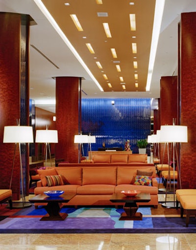 The hotel's lobby features a vibrant color scheme and artwork by more than 30 Baltimore-based artists.
