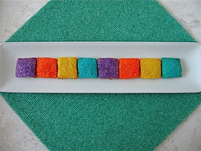 Miami cookie: sugar cookie squares sprinked with colorful sugar