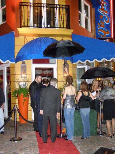 Despite the rainstorm, V.I.P.s poured into the restaurant for the grand opening.
