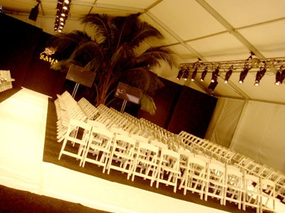Planners took a page from New York Fashion Week producers in setting up a U-shaped runway with seating in the middle, instead of the traditional catwalk lined with chairs on each side.