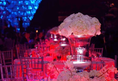 Larger centerpieces incorporated diamonds into the vase of the floral arrangements.