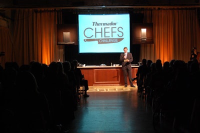 Thermador set up a stage, which, like a cooking show, featured a counter top as well as the company's appliances.