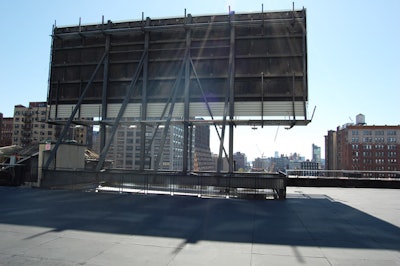 The roof's billboard, a 20- by 60-foot structure, can be used for projections, and the platform below can act as a stage.