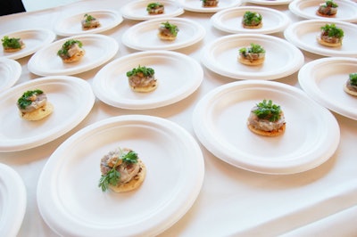 Trestle on Tenth offered slices of pig's head terrine on water crackers with grain mustard.