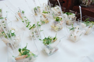 Hudson Cafeteria offered mixed seafood ceviche with lime, cilantro, and popcorn shoots.