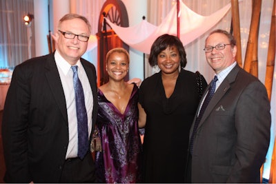 BizBash C.E.O. and founder David Adler (left); Aisha Davis, president of Desho Productions; Kimberly Bassett, director, Verizon External Affairs; and Richard Aaron, BizBash president.