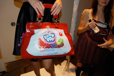 Local handbag designer Diego Rocha, who typically works with exotic animal skins, used a Blow Pop bag in his design.