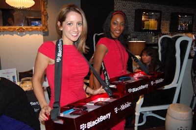 Models for BlackBerry showed off phones and entered guests in contests to win them.