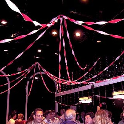 No lavish flower arrangements here--just streamers hung birthday-party-style in the group's theater.