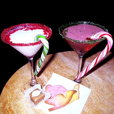 Holiday cocktails such as the 'Candy Cane' and 'Holiday Cheer' were served with candy canes.