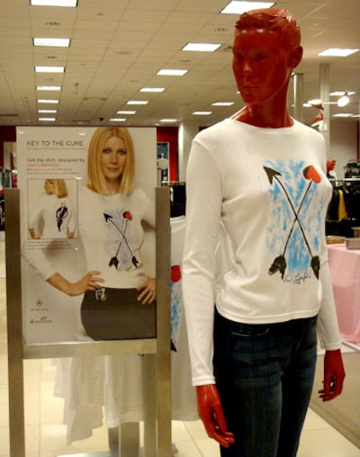 The Key to the Cure T-shirts, designed by Karl Lagerfeld and promoted by Gwyneth Paltrow, were on sale throughout the store.
