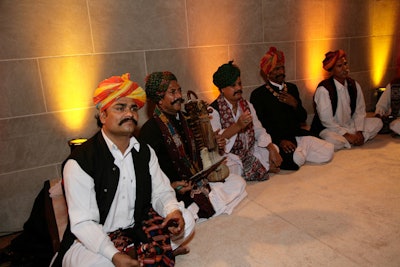 The evening's featured musical guests, the Rupayan Ensemble from Jodhpur, serenaded guests.