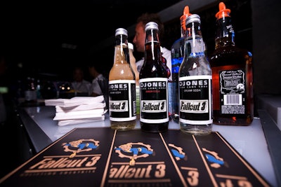 The Fallout 3 logo branded bottles that sat on bars.