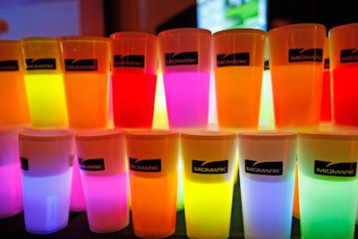Midmark, a health care product manufacturer, gave guests branded light-up cups.