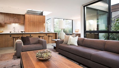 Custom furniture by Marmol Radziner Prefab decks the interior.