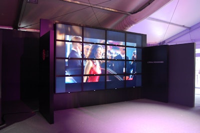 LG Electronics Canada, which is sponsoring Fashion Fusion—the inaugural closing-night gala—created an installation featuring a wall of television screens showing footage of the runway shows.