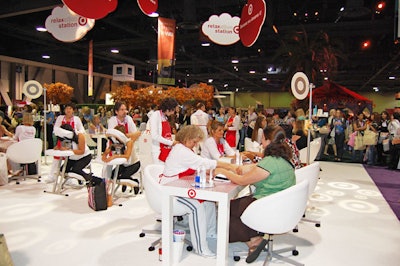 Sponsor Target's lounge on the exhibit floor offered brief pampering treatments for attendees.