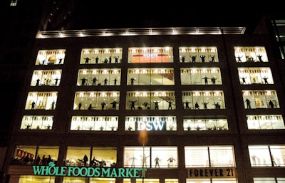 In March 2005 volunteers posed in store windows overlooking Union Square.