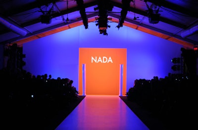 Nada placed two white columns on either side of the runway for her Grecian-inspired collection.